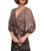 Donna Karan DKNY by Donna Kara Printed Chiffon Surplice V-Neck Belted Fit & Flare Midi Dress, Color:Brown Multi - Image 4