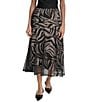 Donna Karan DKNY by Donna Karan Blurred Zebra Mesh Overlay A-Line Midi Skirt, Color:Blurred Zebra - Image 1