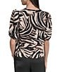 Donna Karan DKNY By Donna Karan Blurred Zebra Satin Puff Sleeve Cold Shoulder Top, Color:Blurred Zebra - Image 2