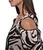 Donna Karan DKNY By Donna Karan Blurred Zebra Satin Puff Sleeve Cold Shoulder Top, Color:Blurred Zebra - Image 6