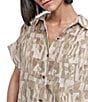 Donna Karan DKNY by Donna Karan Burnout Short Sleeve Button Front Shirt, Color:Broken City Burnout - Image 5