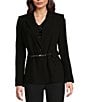 Donna Karan DKNY By Donna Karan Chain Belted Notch Lapel One-Button Jacket, Color:Black - Image 1
