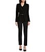 Donna Karan DKNY By Donna Karan Chain Belted Notch Lapel One-Button Jacket, Color:Black - Image 3
