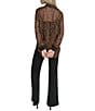 Donna Karan DKNY by Donna Karan Cheetah Print Crinkle Chiffon Long Sleeve Collared Button Front Blouse, Color:Compact Cheetah - Image 2