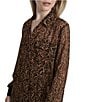 Donna Karan DKNY by Donna Karan Cheetah Print Crinkle Chiffon Long Sleeve Collared Button Front Blouse, Color:Compact Cheetah - Image 5