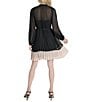 Donna Karan DKNY by Donna Karan Chiffon Long Sleeve Color Block Button Front Dress, Color:Black/Moonlight - Image 2