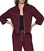 DKNY by Donna Karan Contrast Stitch Crew Neck 3/4 Sleeve Jacket - Image 1