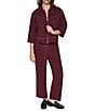 DKNY by Donna Karan Contrast Stitch Crew Neck 3/4 Sleeve Jacket - Image 3