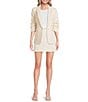 DKNY by Donna Karan Coordinating Jacquard Notch Lapel 3/4 Ruched Sleeve One Button Front Jacket - Image 4