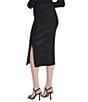Donna Karan DKNY by Donna Karan Coordinating Zebra Knit Side Slit Midi Sheath Skirt, Color:Black - Image 2