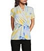 DKNY by Donna Karan Crew Neck Short Sleeve Side Ruched Top - Image 1