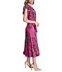 Donna Karan DKNY by Donna Karan Floral Print Charmeuse Ruffle Cap Sleeve Asymmetrical Flutter Hem Faux Wrap Midi Dress, Color:Rose Violet - Image 3