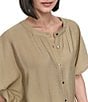 Donna Karan DKNY by Donna Karan Flowy Rumpled Voile Button Front Top, Color:Pale Moss - Image 5