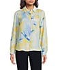 DKNY by Donna Karan Georgette Point Collar 3/4 Roll-Tab Sleeve Button Front Shirt - Image 3