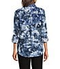 Donna Karan DKNY by Donna Karan Georgette Point Collar Long Roll-Tab Sleeve Button Front Shirt, Color:Hudson Blue/Liberty Multi - Image 3