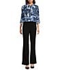 Donna Karan DKNY by Donna Karan Georgette Point Collar Long Roll-Tab Sleeve Button Front Shirt, Color:Hudson Blue/Liberty Multi - Image 5