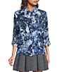 DKNY by Donna Karan Georgette Point Collar Long Roll-Tab Sleeve Button Front Shirt - Image 1