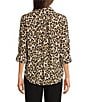 DKNY by Donna Karan Georgette Roll Tab Sleeve Button Front Shirt - Image 3