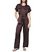 DKNY by Donna Karan Glazed Dressing Crew Neck Short Roll-Tab Sleeve Zip Front Jumpsuit - Image 1