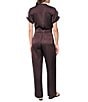 DKNY by Donna Karan Glazed Dressing Crew Neck Short Roll-Tab Sleeve Zip Front Jumpsuit - Image 2