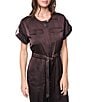 DKNY by Donna Karan Glazed Dressing Crew Neck Short Roll-Tab Sleeve Zip Front Jumpsuit - Image 4