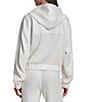 Donna Karan DKNY by Donna Karan Hacci Mare Mixed Media Hooded Zip Front Jacket, Color:Ivory/Ivory - Image 2