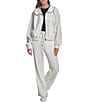 Donna Karan DKNY by Donna Karan Hacci Mare Mixed Media Hooded Zip Front Jacket, Color:Ivory/Ivory - Image 3