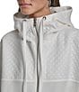 Donna Karan DKNY by Donna Karan Hacci Mare Mixed Media Hooded Zip Front Jacket, Color:Ivory/Ivory - Image 5