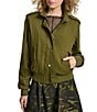 Donna Karan DKNY by Donna Karan Heavy Twill Long Sleeve Bomber Jacket, Color:Dark Olive - Image 2