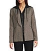 Donna Karan DKNY by Donna Karan Herringbone Hooded Zip Front Blazer, Color:Black/Travertine - Image 1