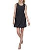 Donna Karan DKNY by Donna Karan Crew Neck Sleeveless Tech Poplin Bubble Hem Shift Dress, Color:Black - Image 1