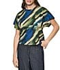 DKNY by Donna Karan Knit Multi Print Crew Neck Short Sleeve Pullover Shirt - Image 1