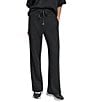 Donna Karan DKNY by Donna Karan Coordinating Mixed Media Hacci Mare Wide Leg Pants, Color:Black/Black - Image 1