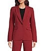 Donna Karan DKNY by Donna Karan Notch Lapel Long Sleeve One-Button Jacket, Color:Merlot - Image 2