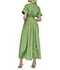 Donna Karan DKNY by Donna Karan Petite Size Button Down Collar Shirt Dress, Color:Salted Lime - Image 2