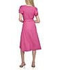 Donna Karan DKNY by Donna Karan Petite Size Short Sleeve V-Neck Wrap Dress, Color:Vivid Pink - Image 2