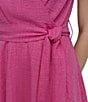 Donna Karan DKNY by Donna Karan Petite Size Short Sleeve V-Neck Wrap Dress, Color:Vivid Pink - Image 5