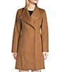 Donna Karan DKNY by Donna Karan Petite Size Wool Blend Stand Collar Snap Front Coat, Color:Dark Camel - Image 1