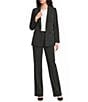 DKNY by Donna Karan Pinstripe Pleated Commuter Wide Leg Coordinating Trousers - Image 3