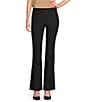 Donna Karan DKNY by Donna Karan Pinstripe Ponte Flat Front Pull-On Pants, Color:Black/Ivory - Image 1