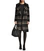 Donna Karan DKNY by Donna Karan Plaid Print Shawl Collar One Button Wool Blend Coat, Color:Black Plaid - Image 1