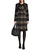 Donna Karan DKNY by Donna Karan Plaid Print Shawl Collar One Button Wool Blend Coat, Color:Black Plaid - Image 2