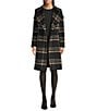 Donna Karan DKNY by Donna Karan Plaid Print Shawl Collar One Button Wool Blend Coat, Color:Black Plaid - Image 4