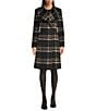 Donna Karan DKNY by Donna Karan Plaid Print Shawl Collar One Button Wool Blend Coat, Color:Black Plaid - Image 5