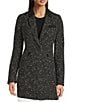 Donna Karan DKNY by Donna Karan Platt Tweed Notch Collar Long Sleeve One Button Topper, Color:Black/Ivory - Image 2