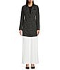 Donna Karan DKNY by Donna Karan Platt Tweed Notch Collar Long Sleeve One Button Topper, Color:Black/Ivory - Image 4