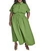 Donna Karan DKNY by Donna Karan Plus Size Button Down Collar Shirt Dress, Color:Salted Lime - Image 1