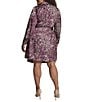 Donna Karan DKNY by Donna Karan Plus Size Charmeuse Collared Long Sleeve Print Wrap Dress, Color:Damson Mlt - Image 2
