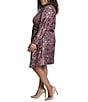 Donna Karan DKNY by Donna Karan Plus Size Charmeuse Collared Long Sleeve Print Wrap Dress, Color:Damson Mlt - Image 3