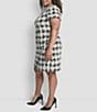 Donna Karan DKNY by Donna Karan Plus Size Houndstooth Print Short Sleeve Sheath Dress, Color:Black/Ivory - Image 3